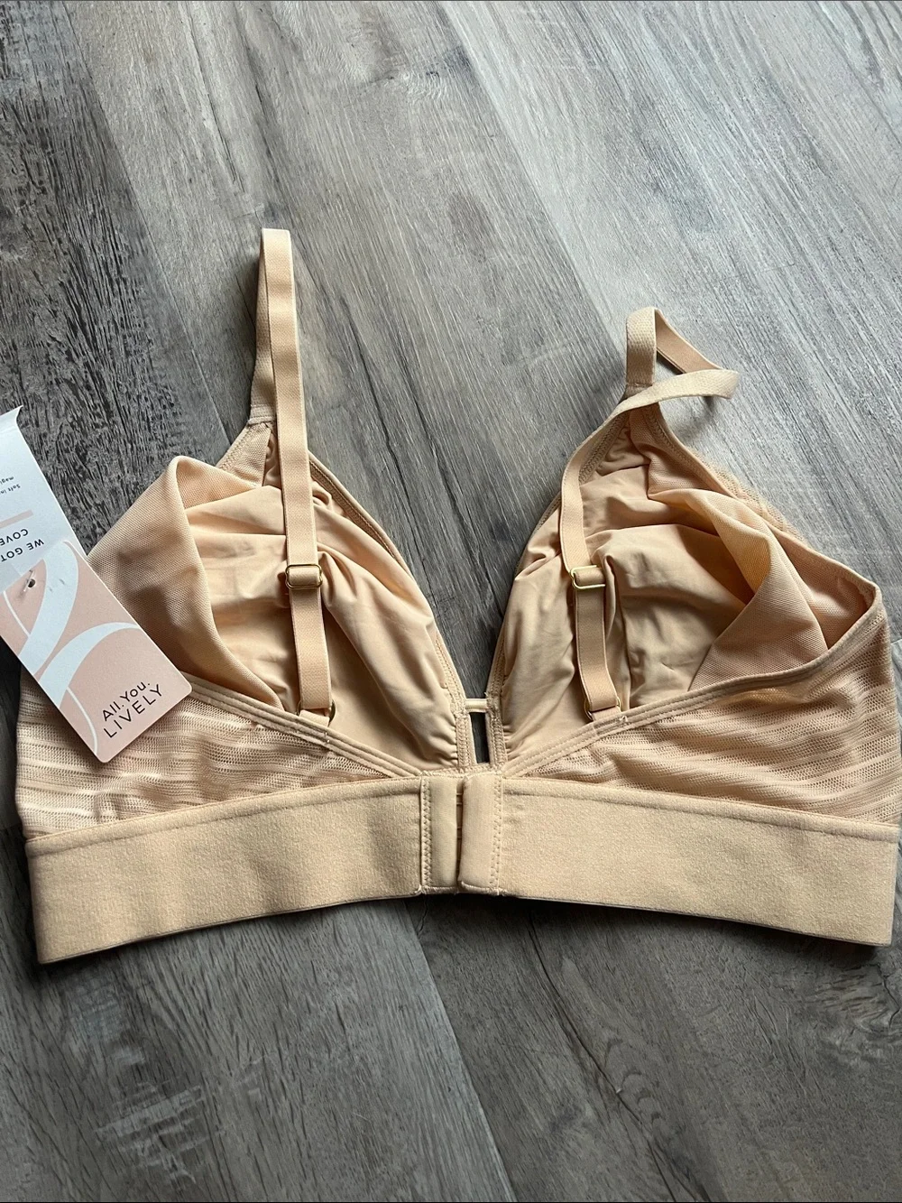 Lively Light Nude Wireless Bralette with Sheer Striped Cups